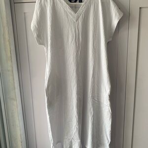 Lands' End White V-Neck Dress